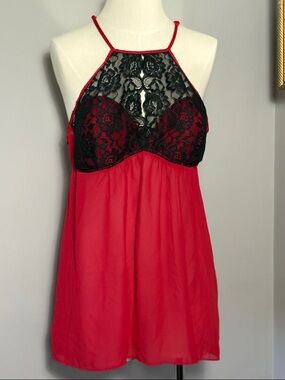 Ambrielle XL Red Black Lace Babydoll Lingerie